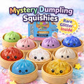 Colorful Dumpling Squishes Stress Balls Fidget Sensory Toys Simulation Food Squishies Bun with Steamer Squeeze Dough Ball Toys