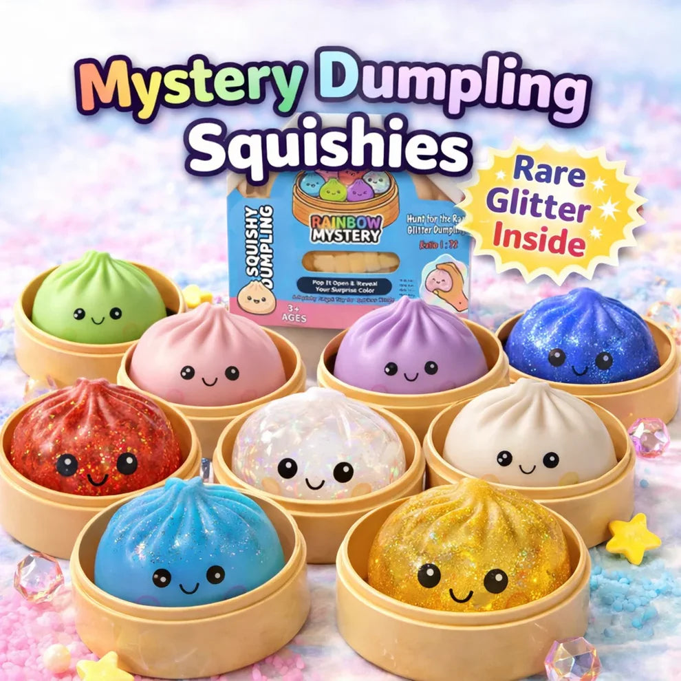 Colorful Dumpling Squishes Stress Balls Fidget Sensory Toys Simulation Food Squishies Bun with Steamer Squeeze Dough Ball Toys