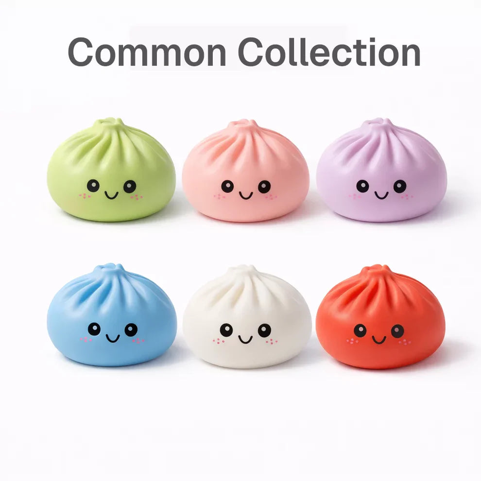 Colorful Dumpling Squishes Stress Balls Fidget Sensory Toys Simulation Food Squishies Bun with Steamer Squeeze Dough Ball Toys